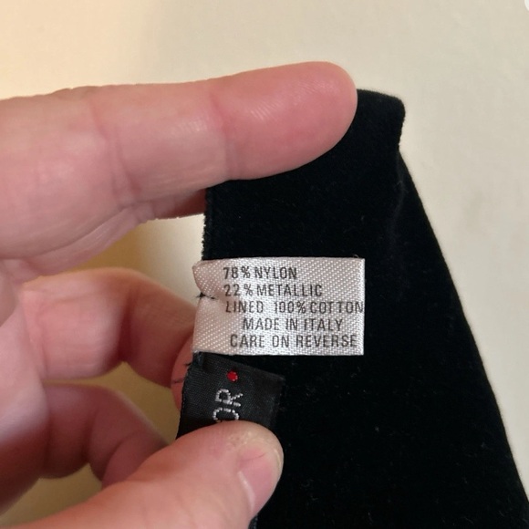 Morgan Taylor Gold And Black Velvet Fringe Scarf Made In Italy - Picture 8 of 8